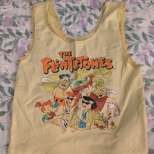 The Flintstones Size Medium Yellow Lace Trim Tank Top